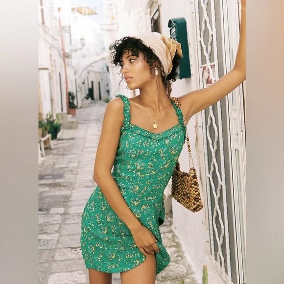 green emerald velvet dress Verena Mini Dress Green main image 0